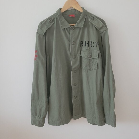 Men's Military-Style Red Hot Chili Peppers Stadium Arcadium Button-Up Shirt-L - Picture 1 of 8